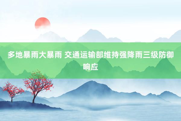 多地暴雨大暴雨 交通运输部维持强降雨三级防御响应