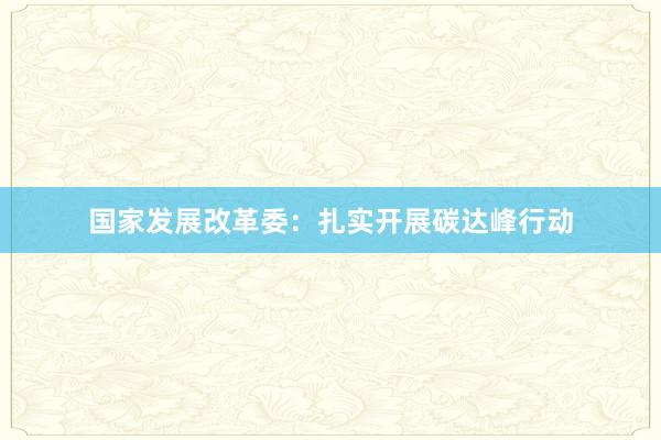 国家发展改革委：扎实开展碳达峰行动