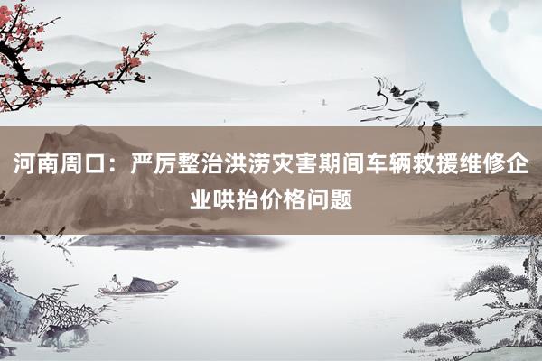 河南周口：严厉整治洪涝灾害期间车辆救援维修企业哄抬价格问题