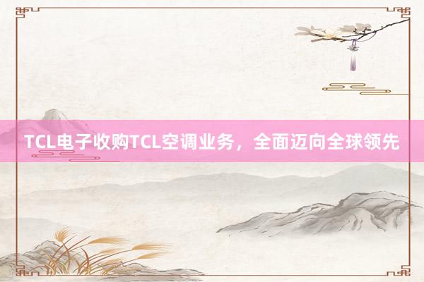 TCL电子收购TCL空调业务，全面迈向全球领先