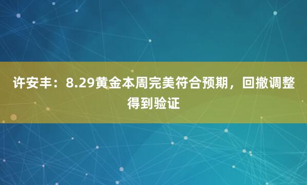 许安丰：8.29黄金本周完美符合预期，回撤调整得到验证