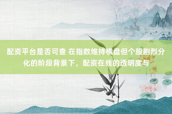配资平台是否可查 在指数维持横盘但个股剧烈分化的阶段背景下，配资在线的透明度与