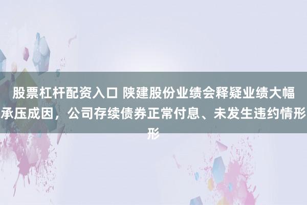 股票杠杆配资入口 陕建股份业绩会释疑业绩大幅承压成因，公司存续债券正常付息、未发生违约情形