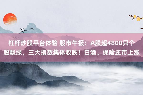 杠杆炒股平台体验 股市午报：A股超4800只个股飘绿，三大指数集体收跌！白酒、保险逆市上涨
